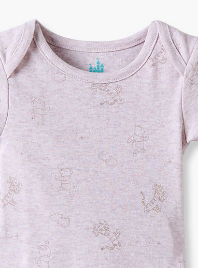Pack of 4 Disney Cotton Round Neck Short Sleeves Bodysuit with Winnie the Pooh Print-baby-girls-clothing-bodysuits-image-8