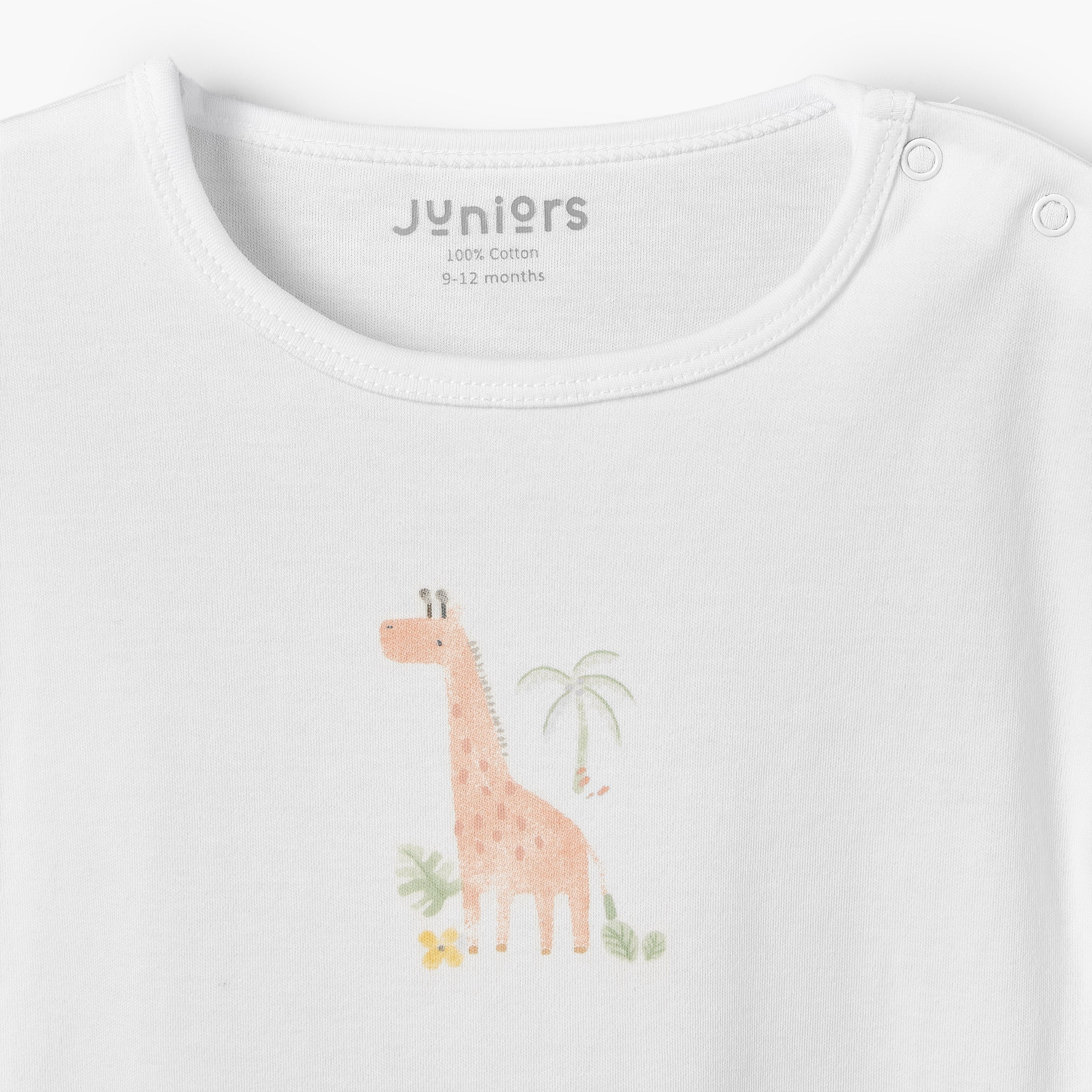 Pack of 3 Juniors Crew Neck Short Sleeves Rompers with Safari Print