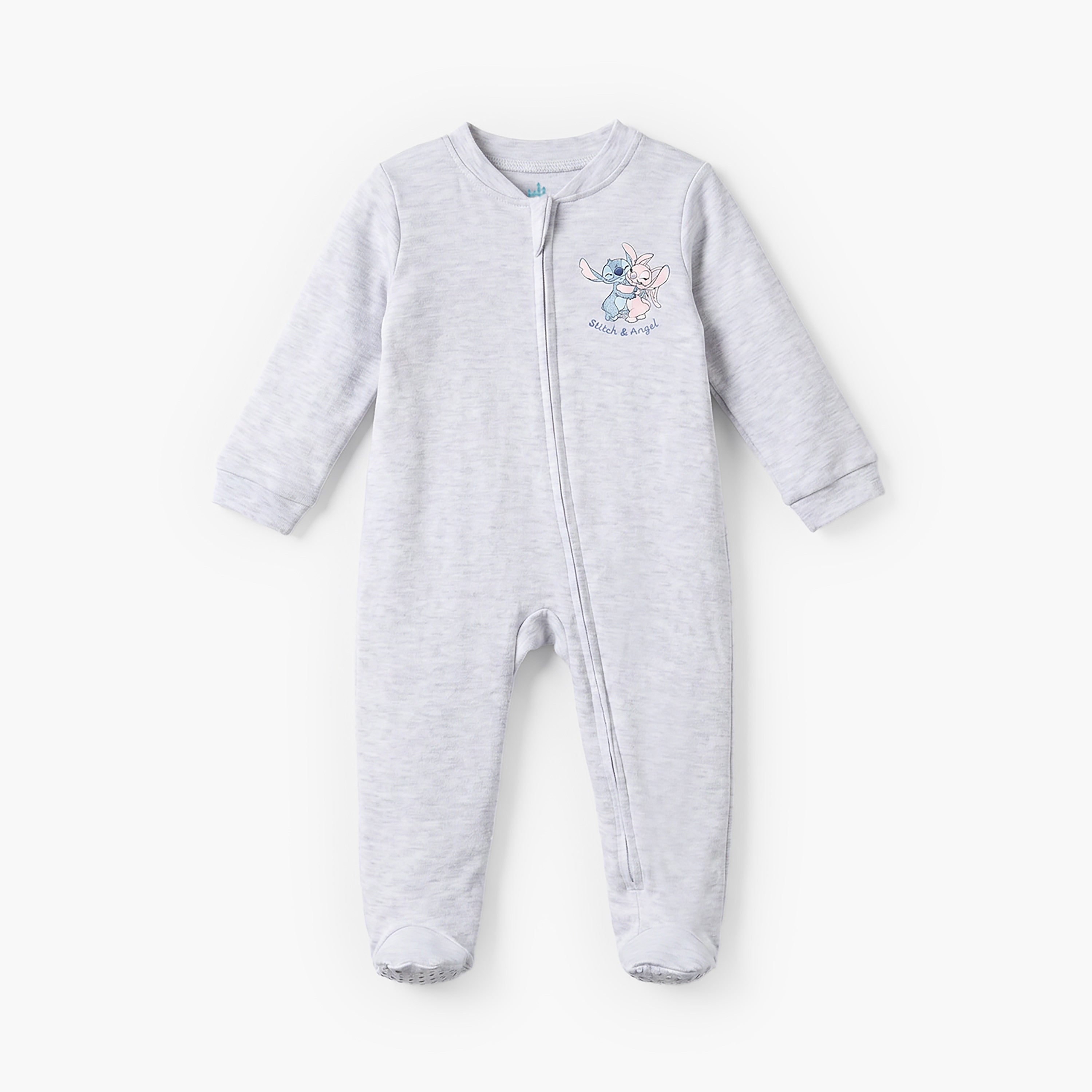 Pack of 3 Disney Cotton Mandarin Collar Long Sleeve Sleepsuit with Stitch and Angel Print