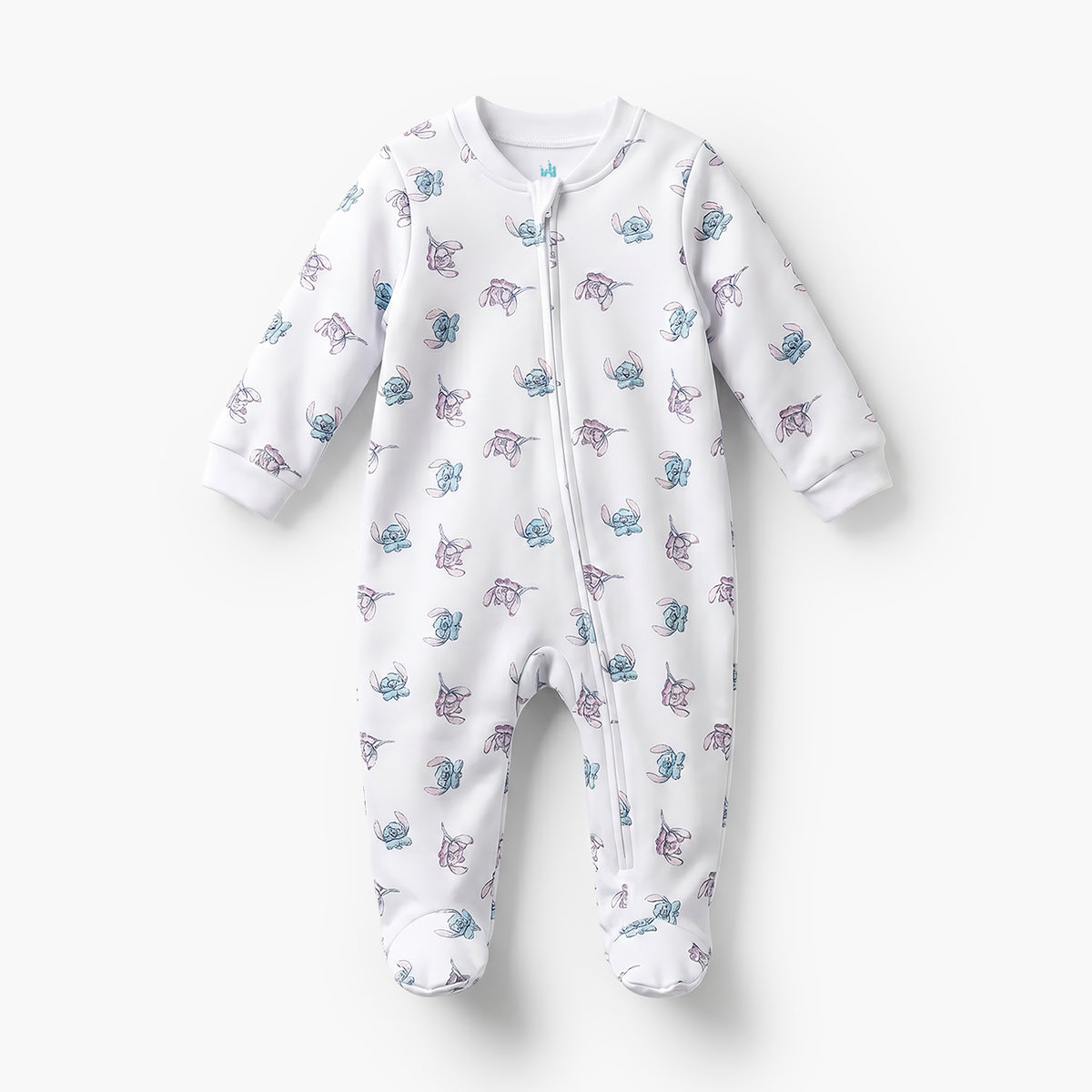 Pack of 3 Disney Cotton Mandarin Collar Long Sleeve Sleepsuit with Stitch and Angel Print