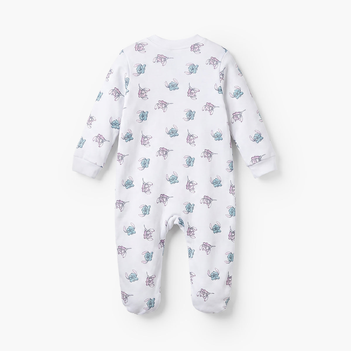 Pack of 3 Disney Cotton Mandarin Collar Long Sleeve Sleepsuit with Stitch and Angel Print
