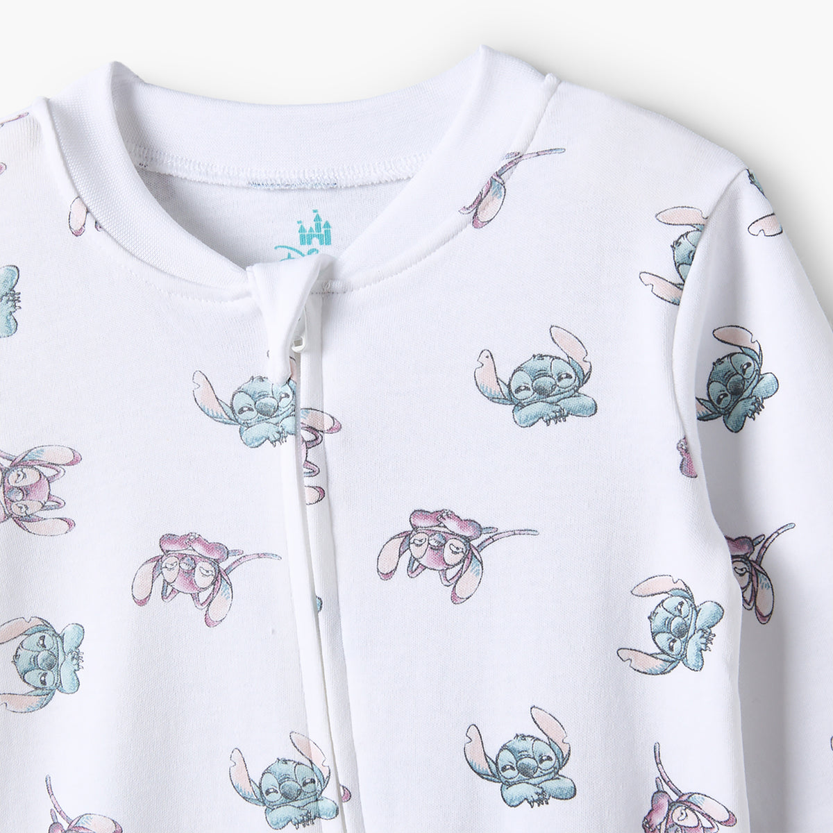Pack of 3 Disney Cotton Mandarin Collar Long Sleeve Sleepsuit with Stitch and Angel Print