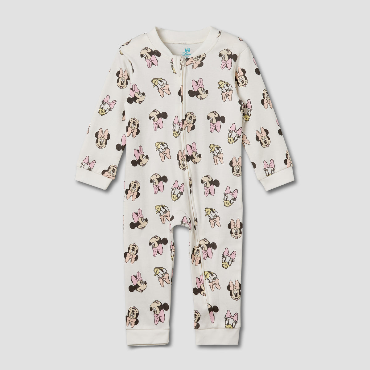 Pack of 3 Disney Cotton Mandarin Collar Long Sleeve Sleepsuit with Minnie Mouse and Daisy Duck Print