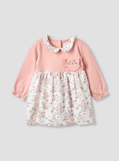 Juniors Peter Pan Collar Long Sleeves Dress with Floral Print-baby-girls-clothing-dressesandjumpsuits-image-2