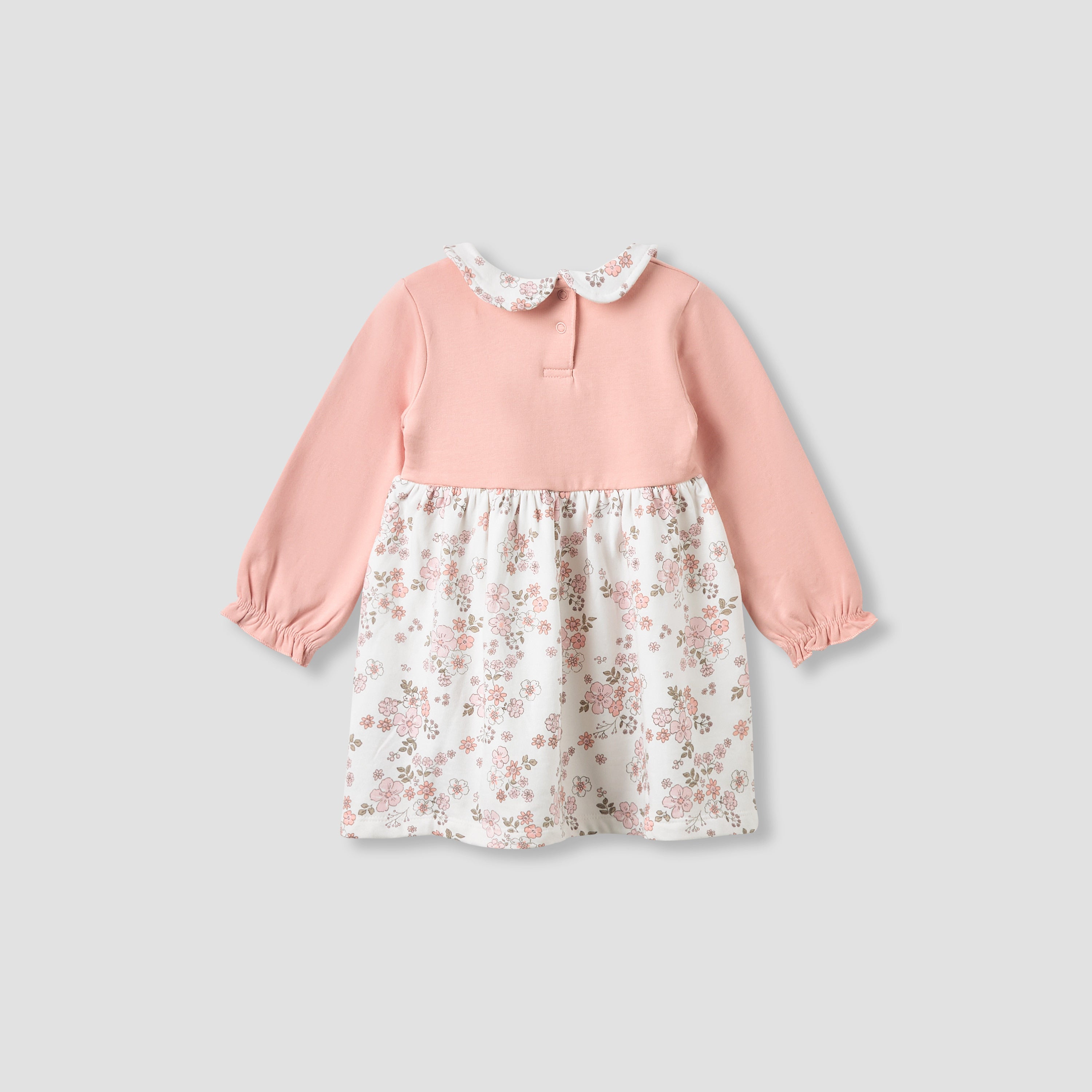 Juniors Peter Pan Collar Long Sleeves Dress with Floral Print