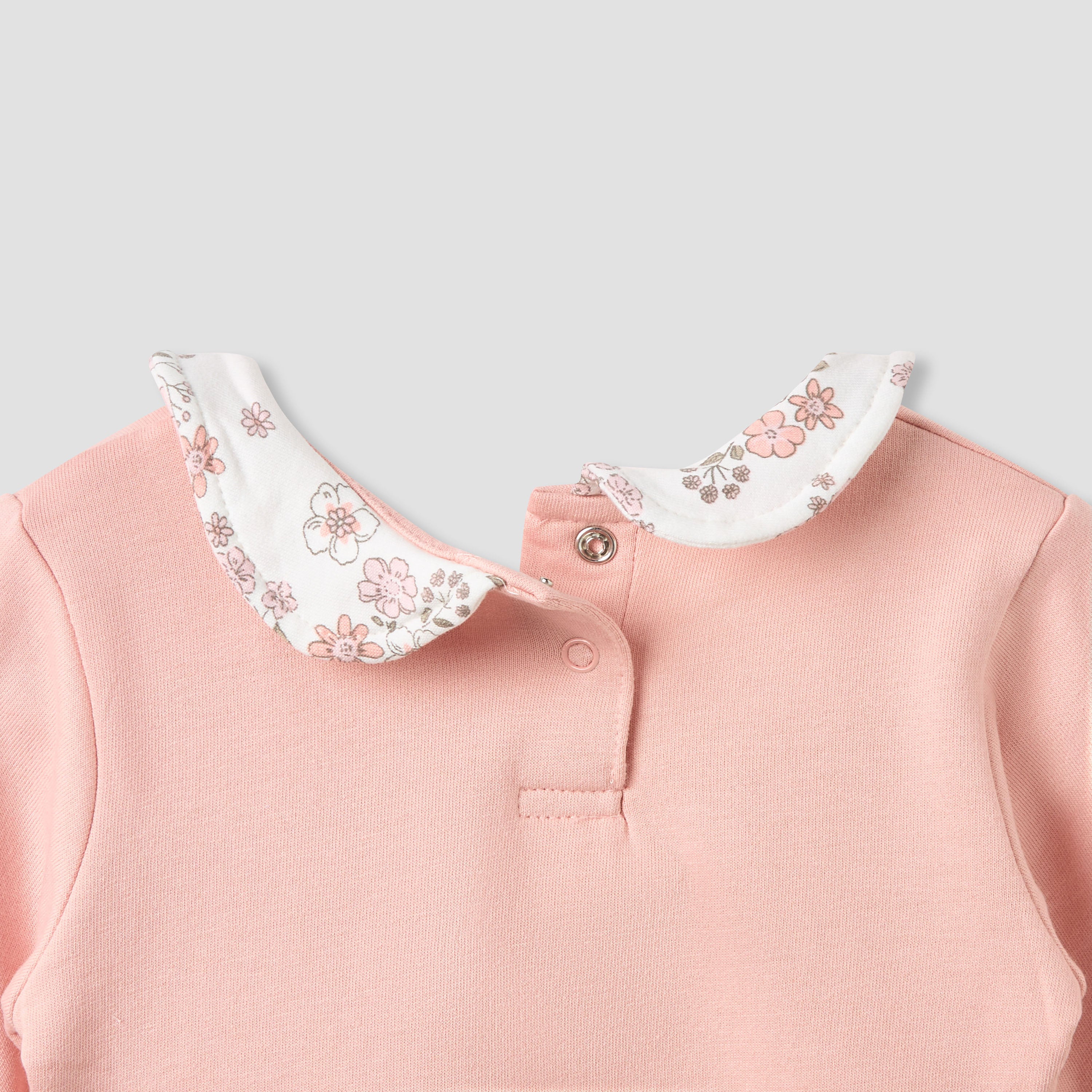 Juniors Peter Pan Collar Long Sleeves Dress with Floral Print