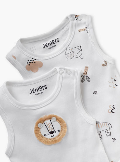 Juniors Assorted Sleeveless Bodysuit with Button Closure - Set of 2-baby-girls-clothing-bodysuits-image-4