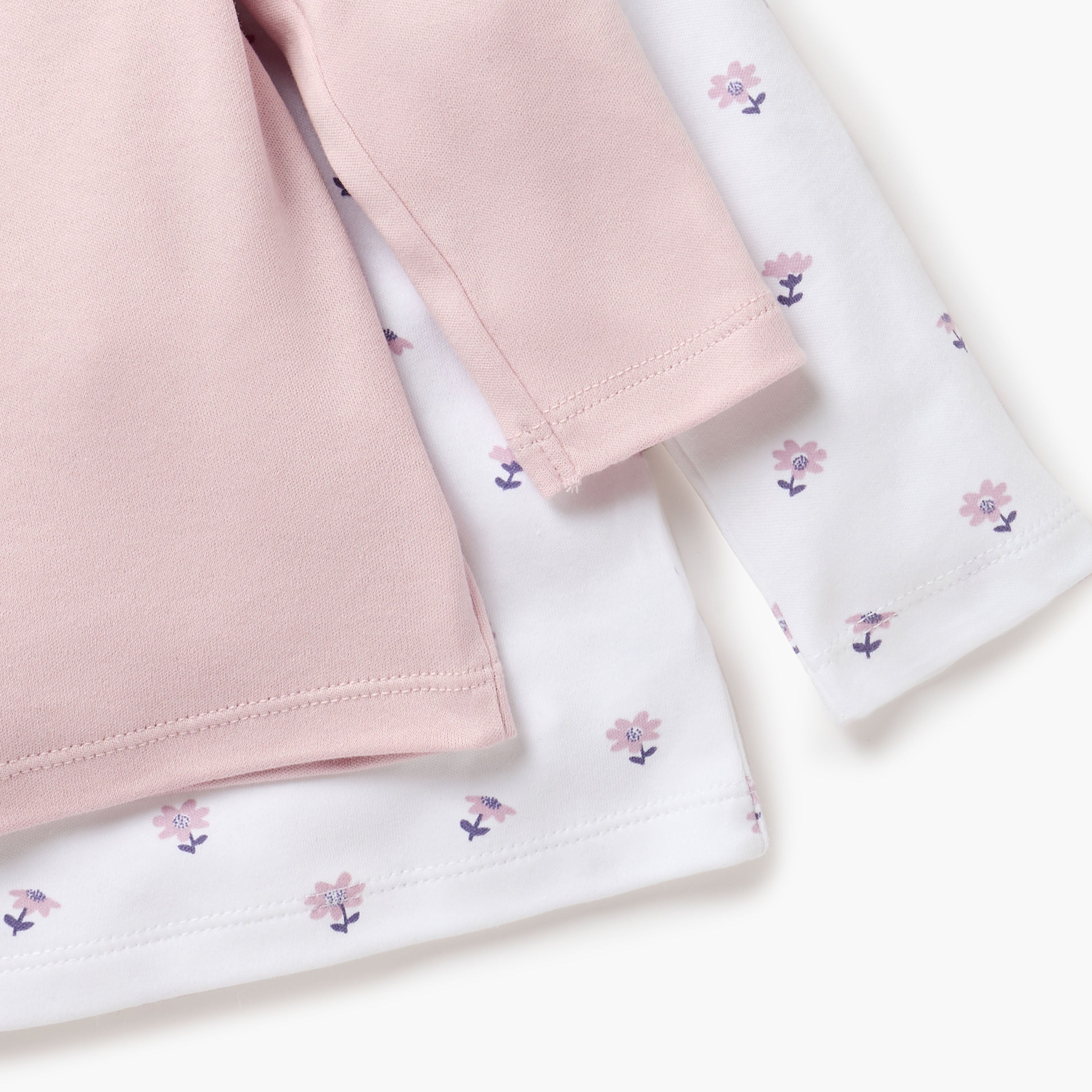 Juniors Floral Print T-shirt with Long Sleeves - Set of 2