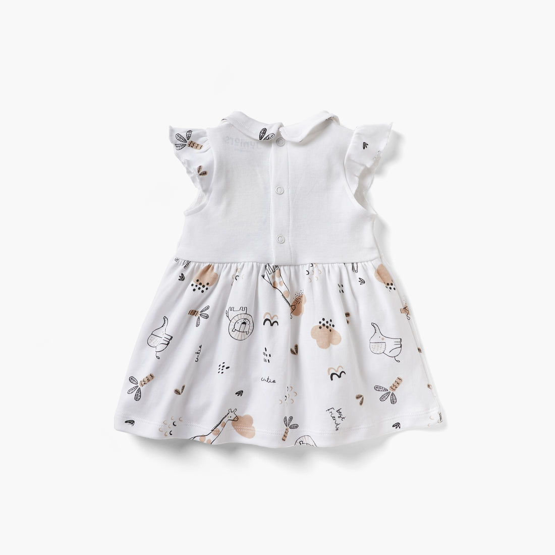 Juniors Animal Print A-line Dress with Collar and Short Sleeves