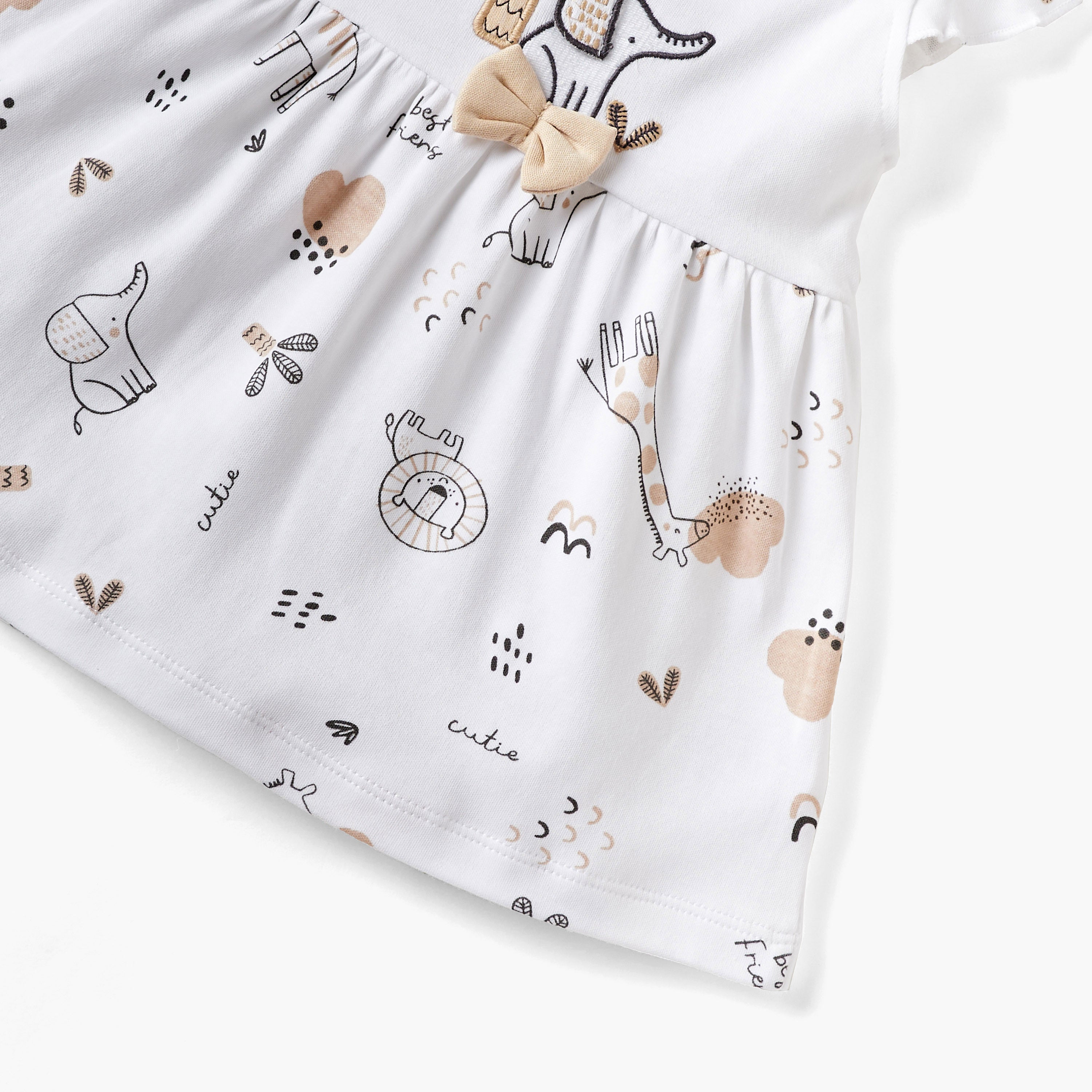 Juniors Animal Print A-line Dress with Collar and Short Sleeves