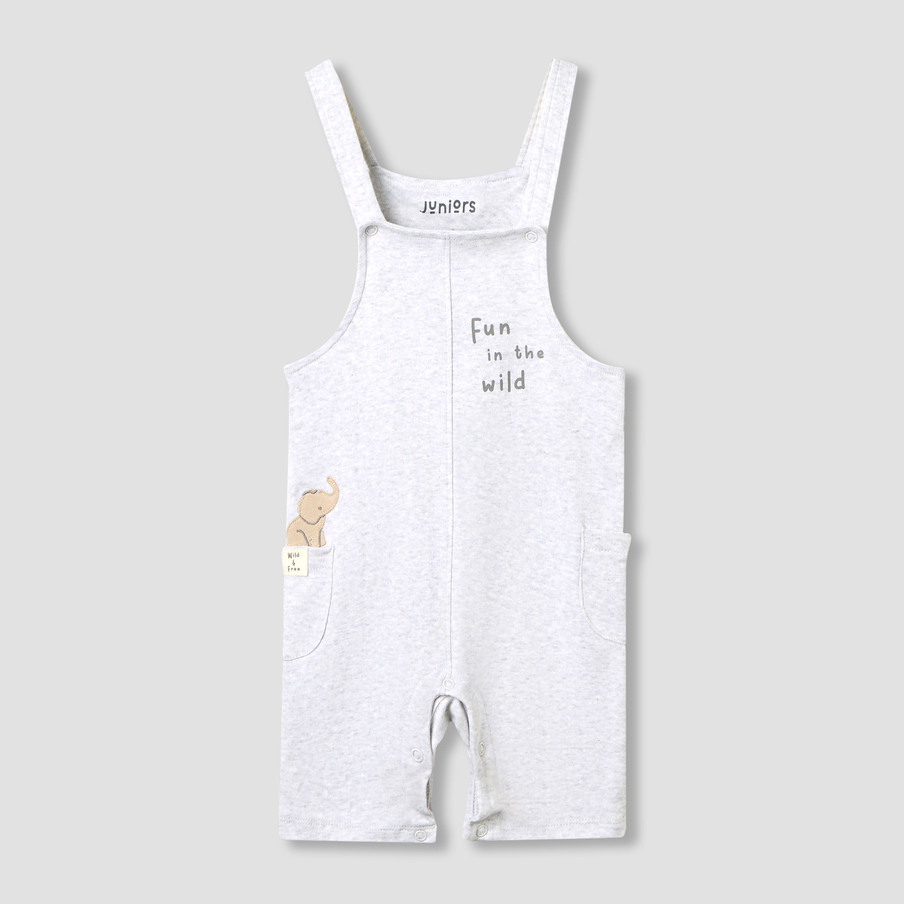 Juniors Boys Dungaree and T-shirt Set with Snap Button Closure - Cotton - Short Sleeve - Round Neck