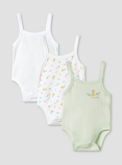 Juniors Printed Strappy Bodysuit - Set of 3-baby-girls-clothing-bodysuits-image-1