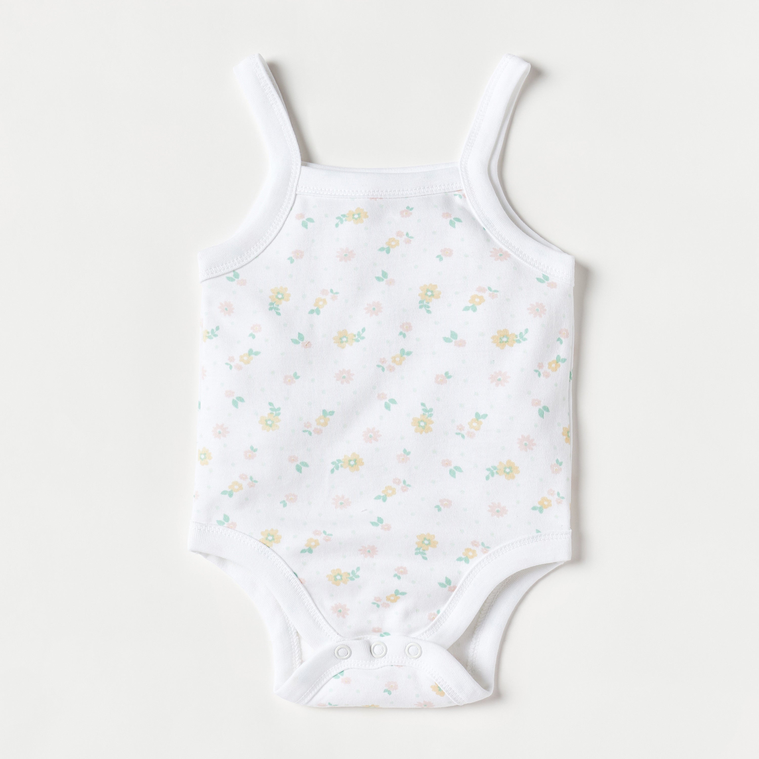 Juniors Floral Print Sleeveless Cotton Bodysuit - Set of 2