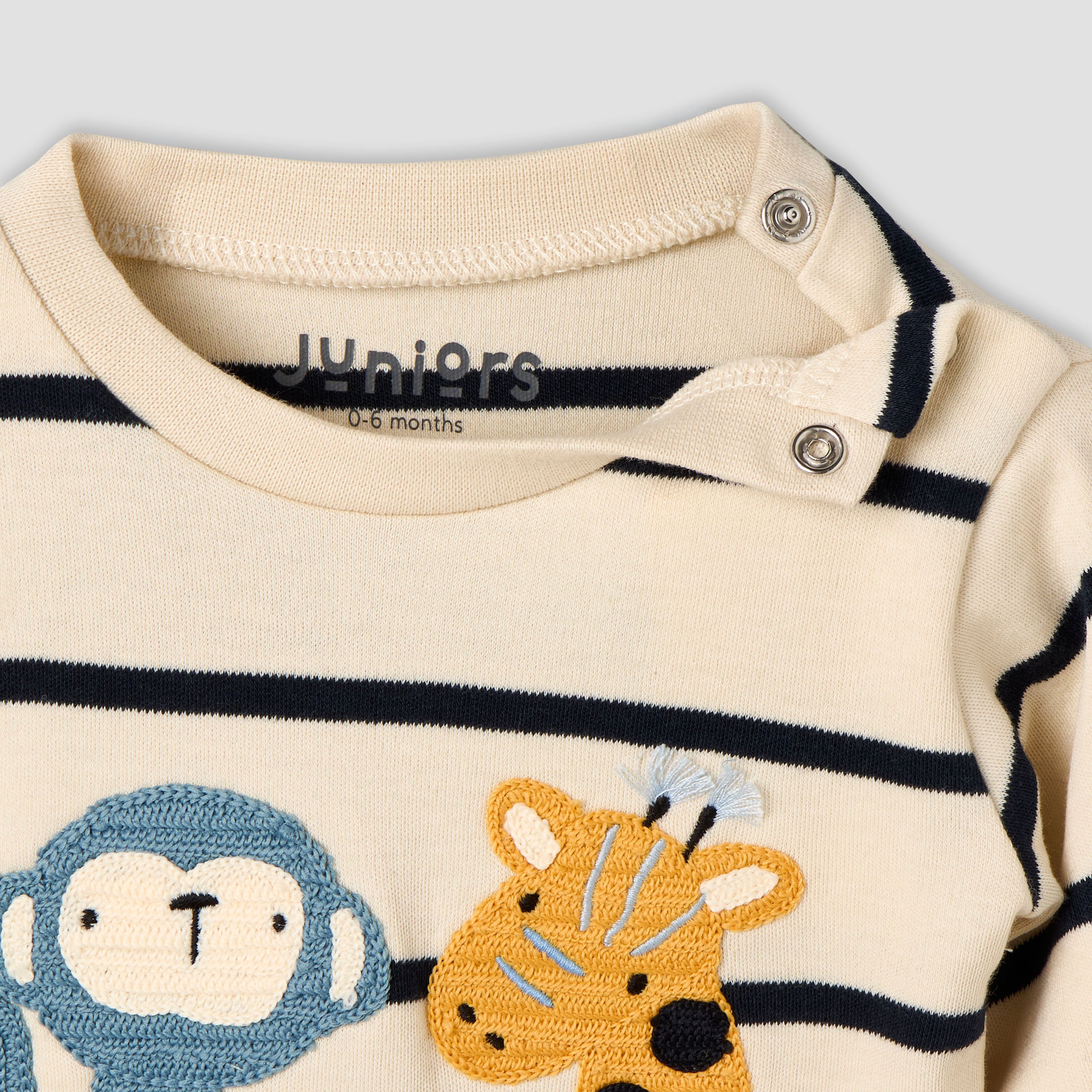 Juniors Cotton Long Sleeves Pyjama Set with Animal Applique
