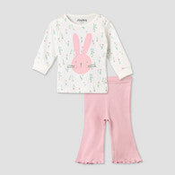 Juniors Cotton Long Sleeves Pyjama Set with Bunny Applique-undefined-image-1