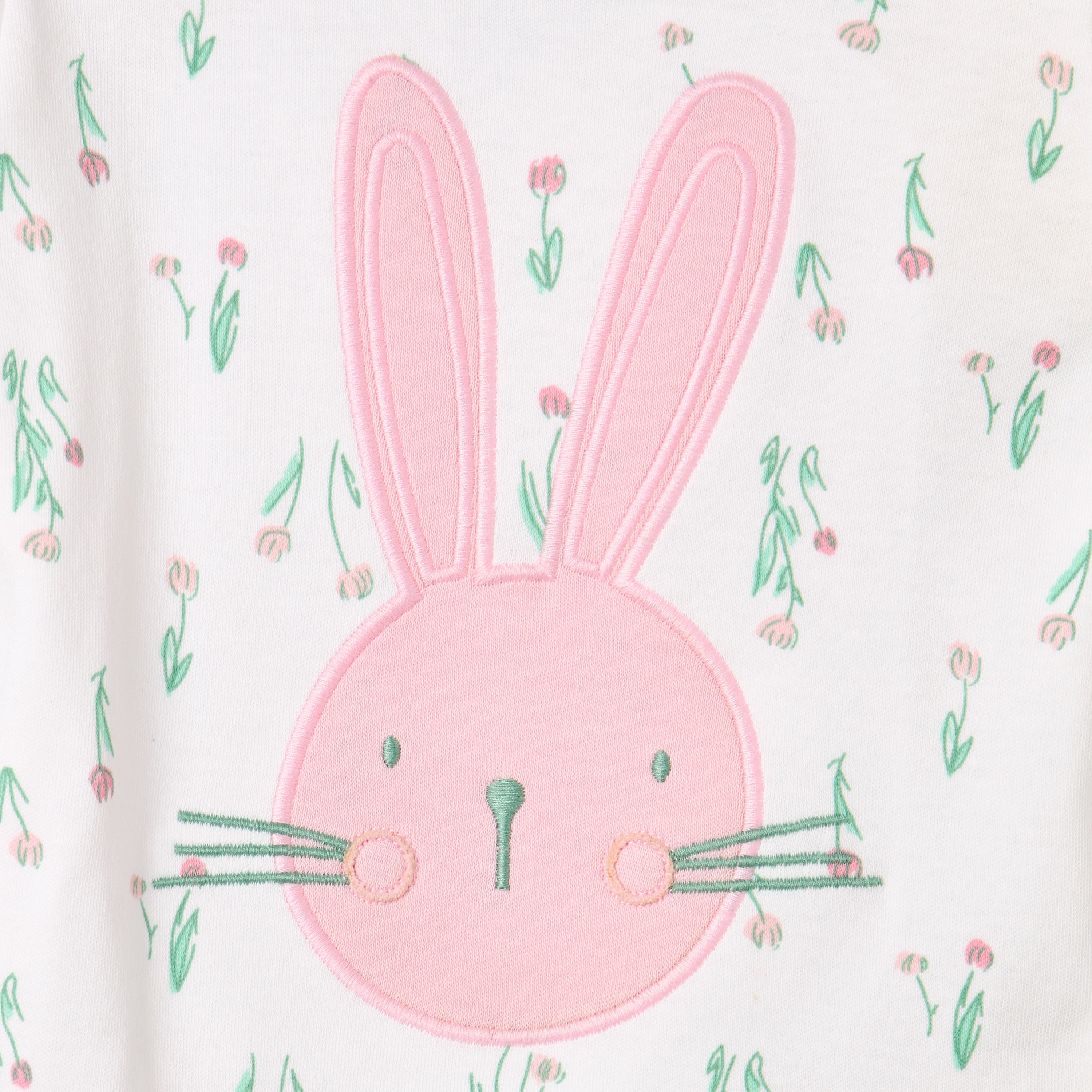 Juniors Cotton Long Sleeves Pyjama Set with Bunny Applique