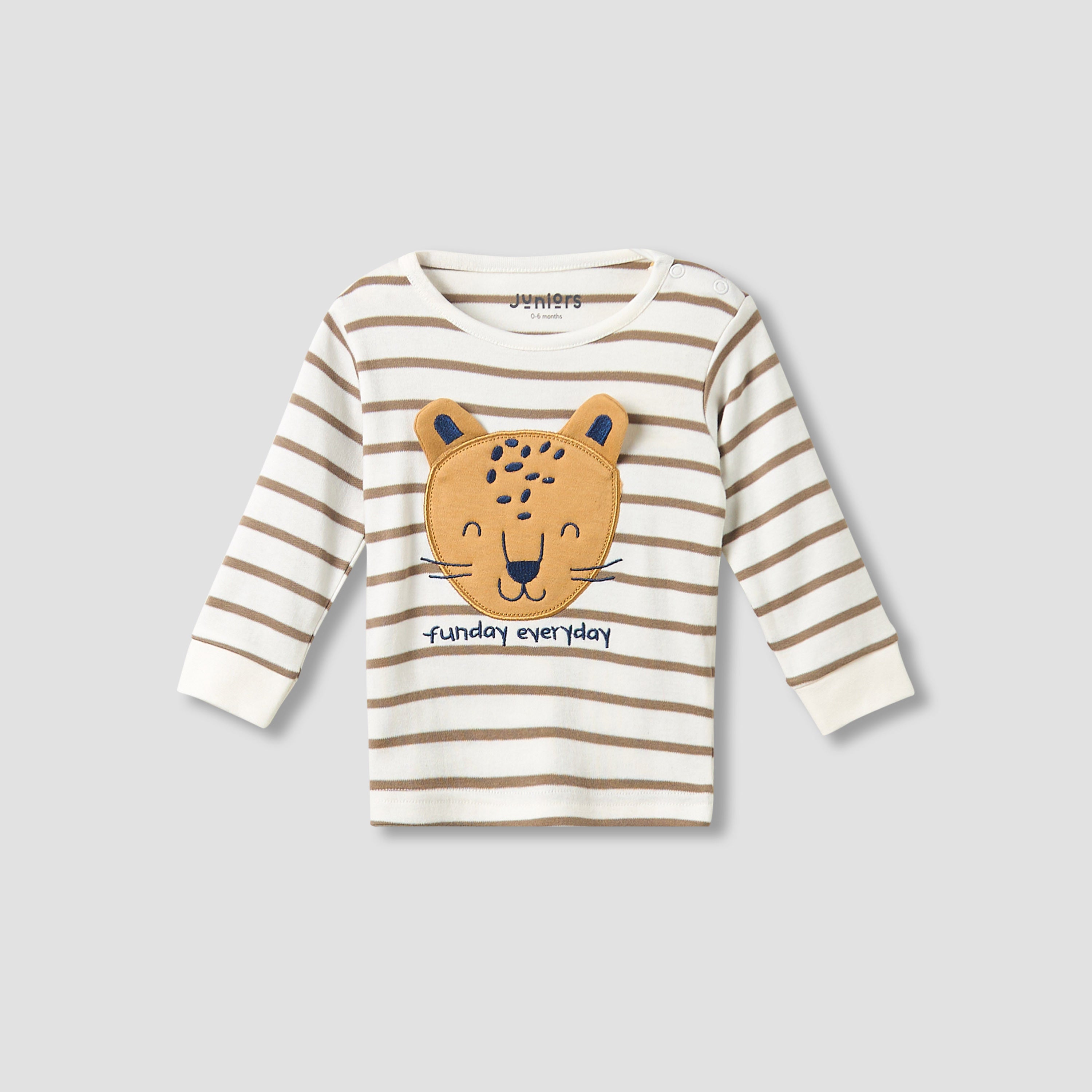 Juniors Cotton Long Sleeves Pyjama Set with Bunny Applique