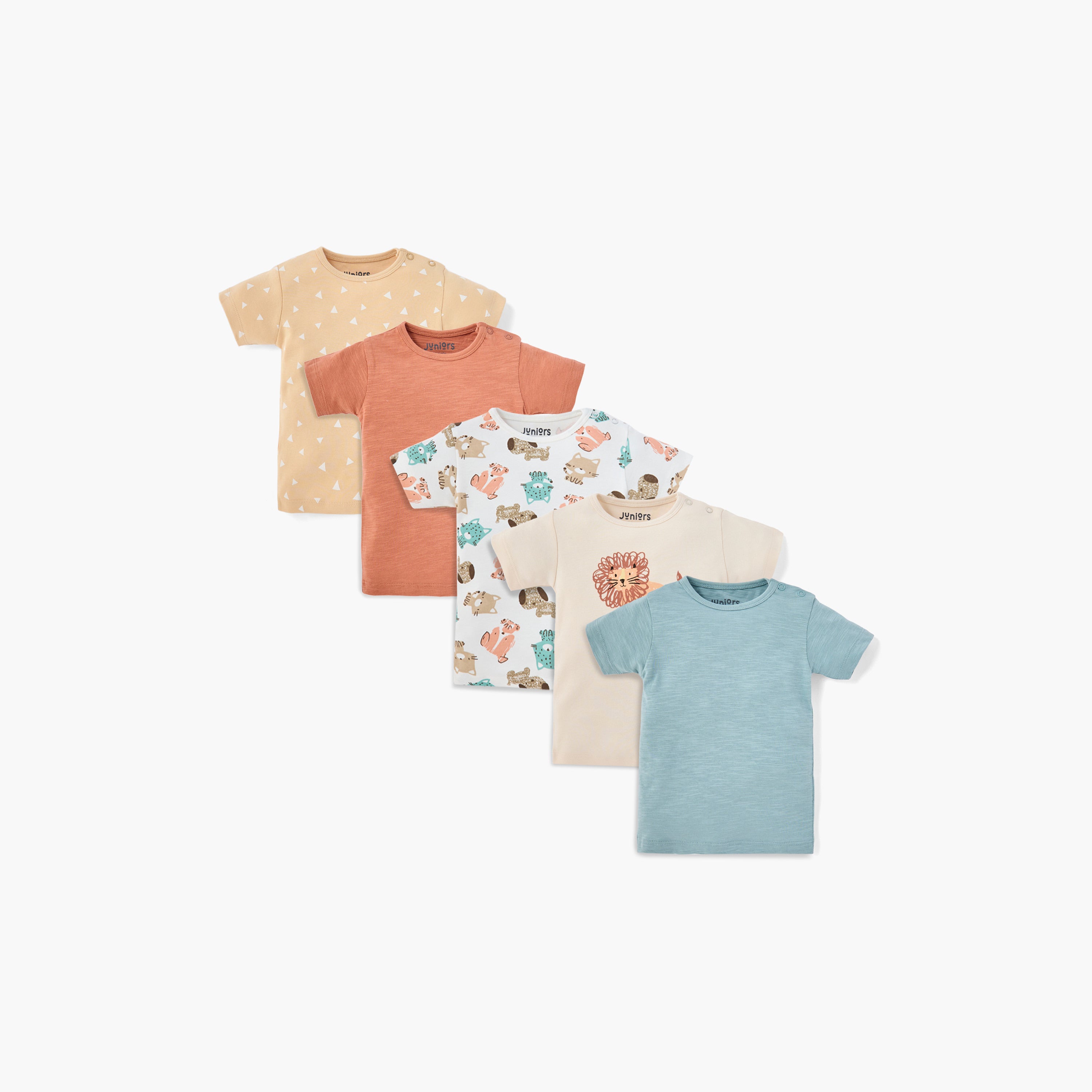 Juniors Assorted T-shirt with Short Sleeves - Set of 5 - Multicolour / 12-18 mths