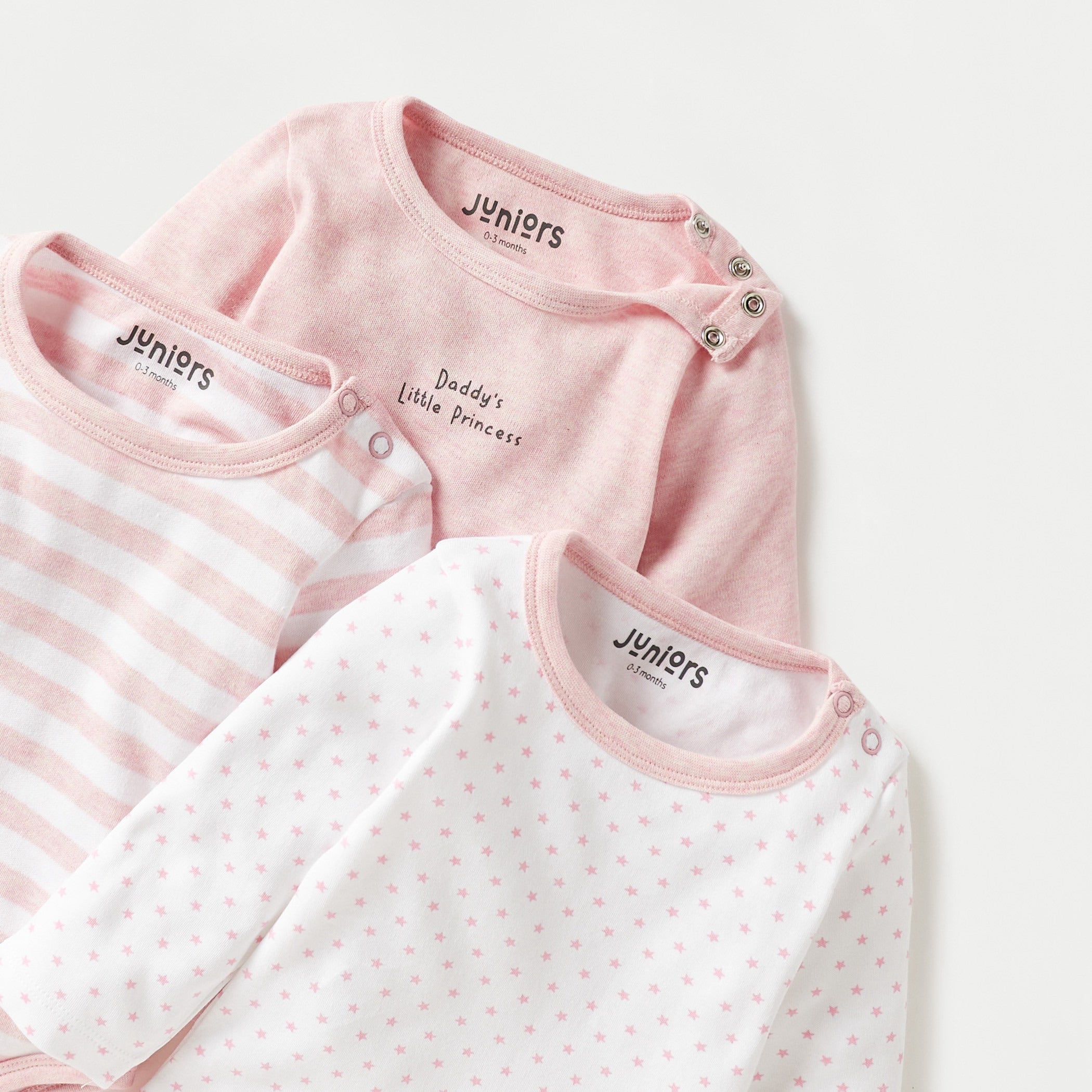 Juniors Printed Bodysuit with Long Sleeves - Set of 3