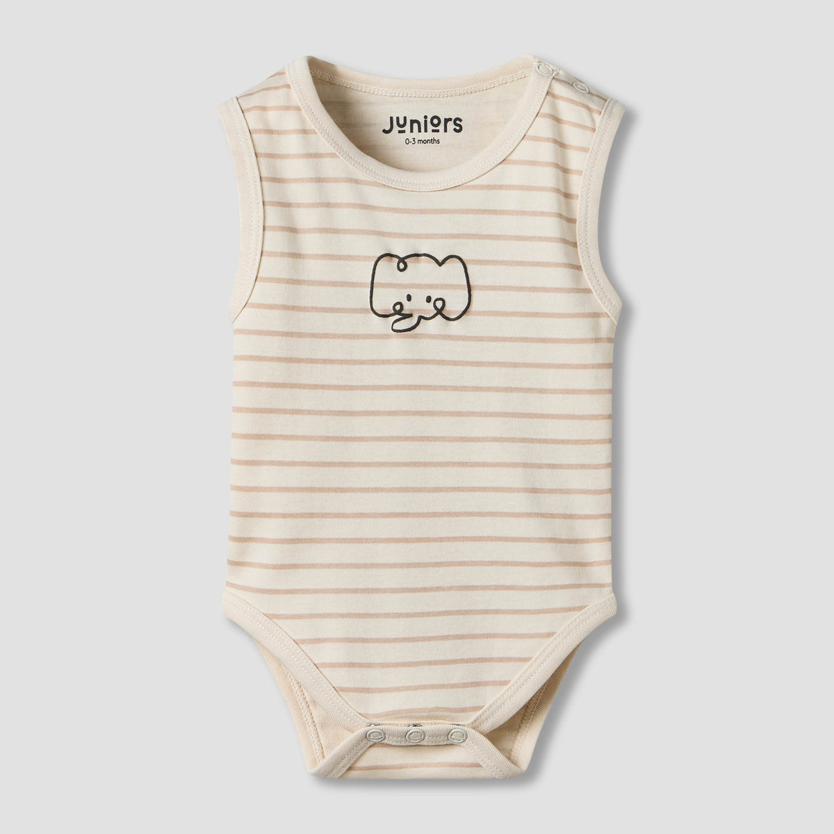 Pack of 3 Juniors Round Neck Sleeveless Bodyuit with Elephant Print