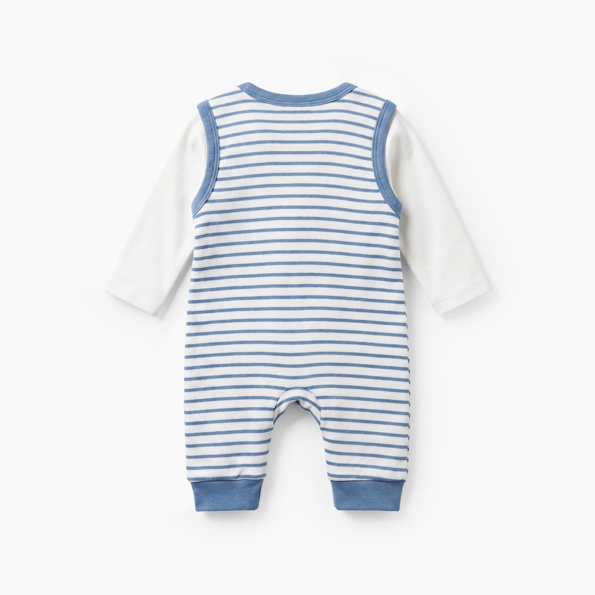 Juniors Crew Neck Long Sleeves T-shirt and Dungaree Set with Stripes