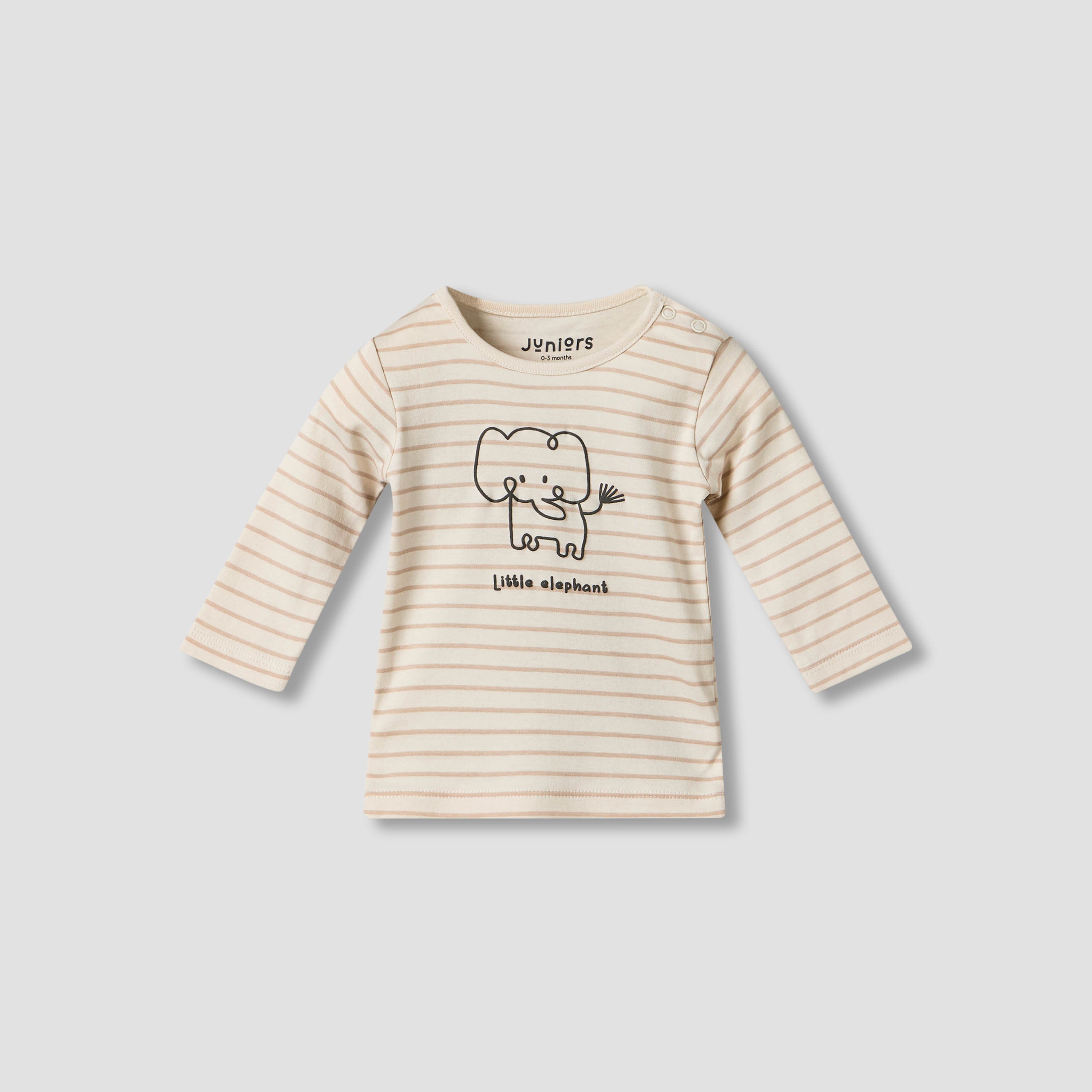 Pack of 2 Juniors Cotton Round Neck Long Sleeves Pyjama Set with Elephant Print