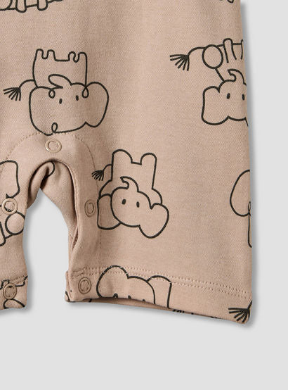 Juniors Round Neck Short Sleeves T-shirt and Dungaree Set with Elephant Print-baby-boys-clothing-setsandcoords-image-4