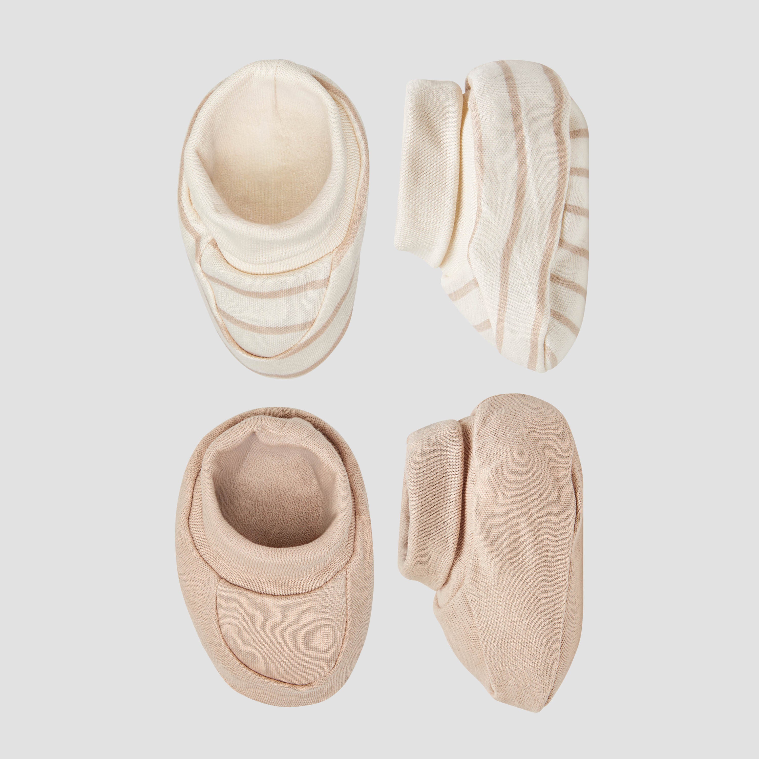 Pack of 2 Juniors Booties with Assorted Design - Beige / 0-6 mths