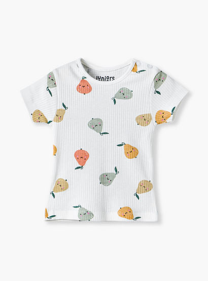 Juniors Crew Neck Short Sleeves T-shirt and Dungaree Set with Fruit Print-baby-boys-clothing-setsandcoords-image-5