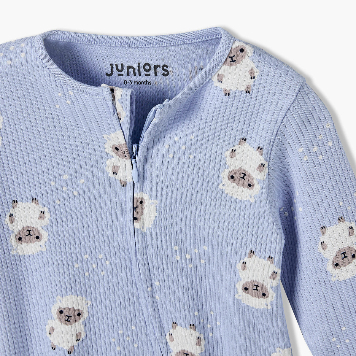 Juniors Cotton Crew Neck Long Sleeves Sleepsuit with Zip Closure