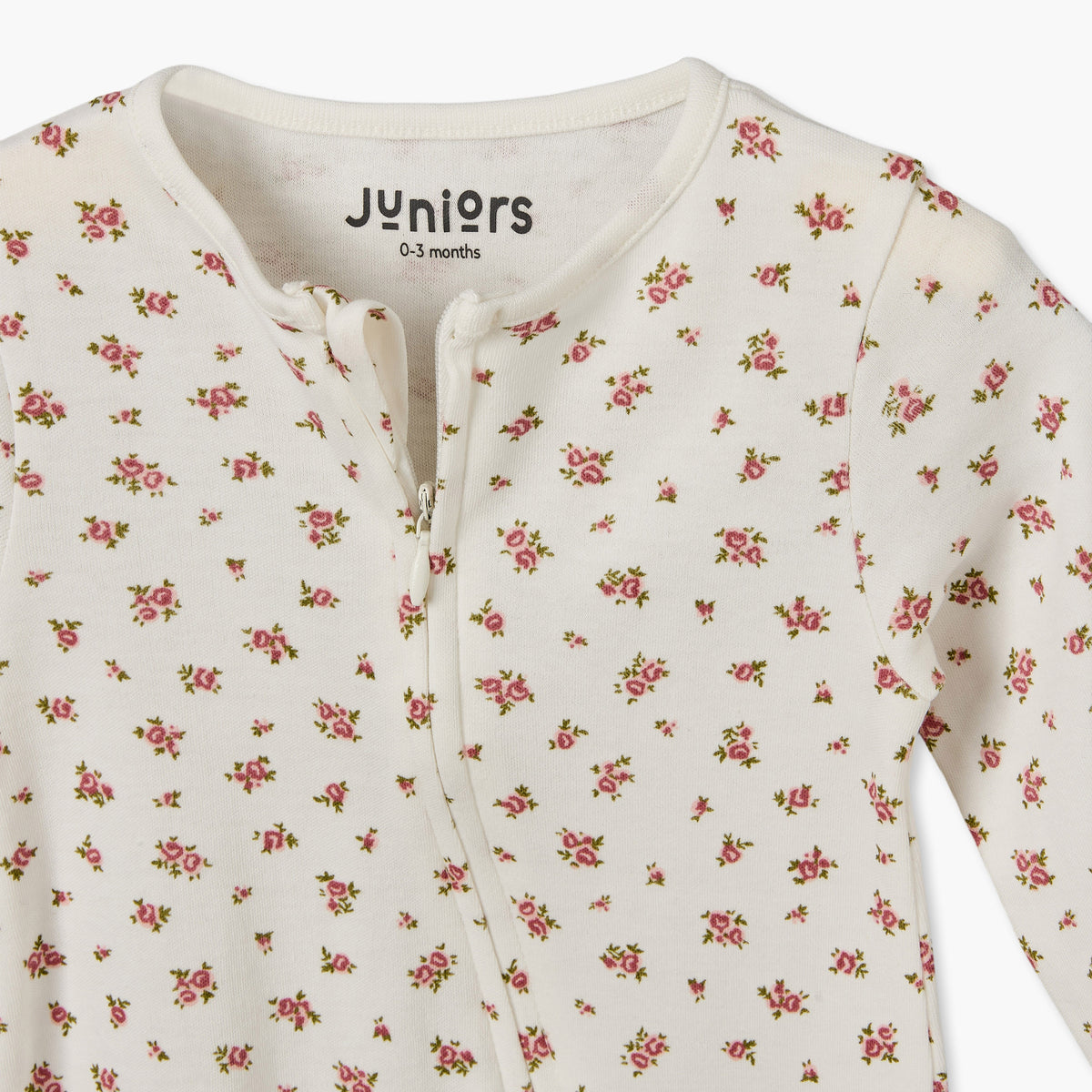 Juniors Cotton Round Neck Long Sleeves Sleepsuit with Floral Print