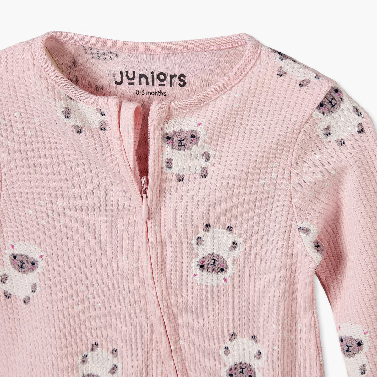 Juniors Cotton Crew Neck Long Sleeves Sleepsuit with Sheep Print