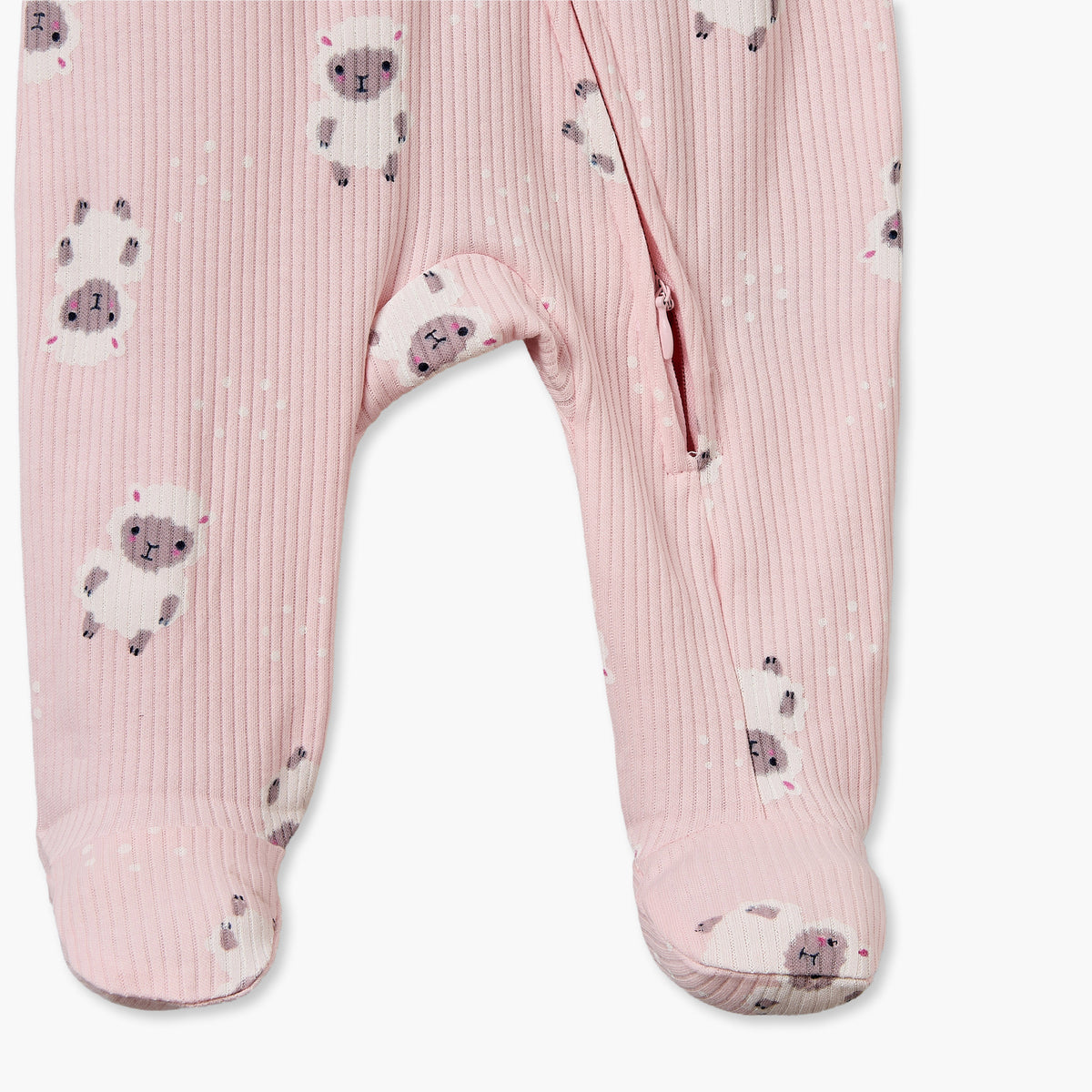 Juniors Cotton Crew Neck Long Sleeves Sleepsuit with Sheep Print