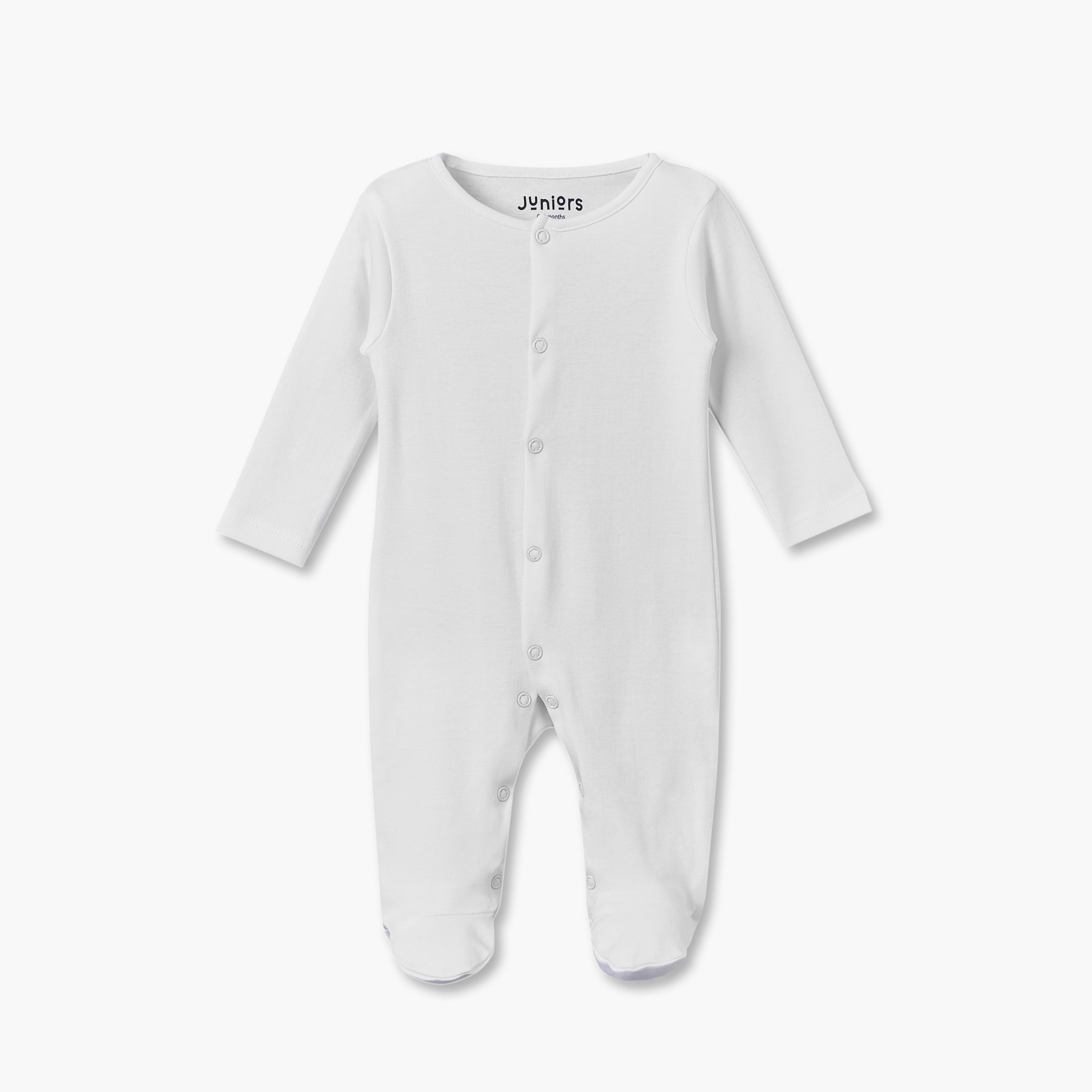 Pack of 5 Juniors Cotton Crew Neck Long Sleeves Sleepsuit with Snap Button Closure
