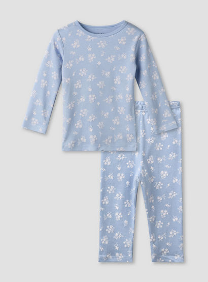 Juniors Cotton Round Neck Long Sleeve Pyjama Set with Floral Print-promo_babyshop_Buy3for79_UAE130126-image-2