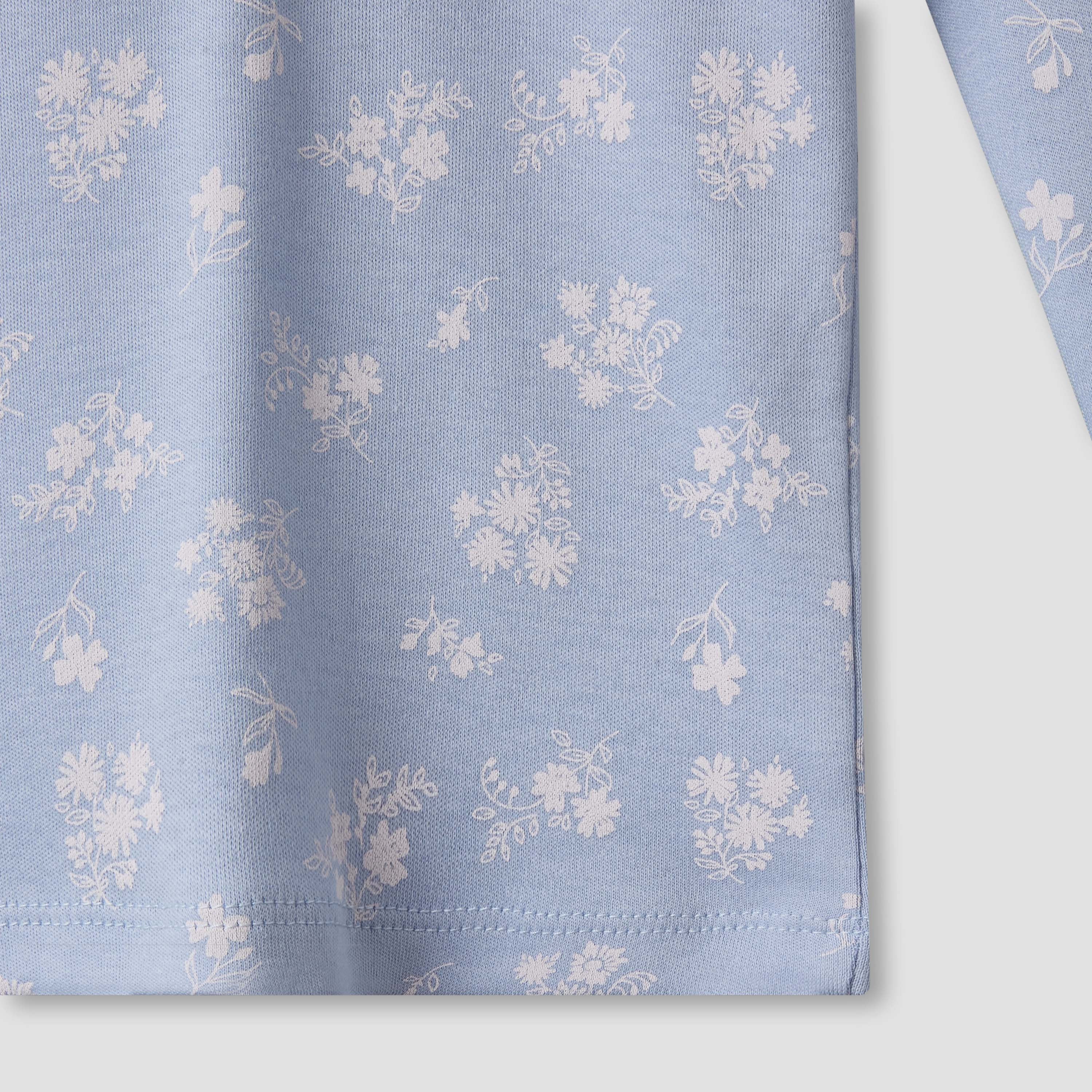 Juniors Cotton Round Neck Long Sleeve Pyjama Set with Floral Print
