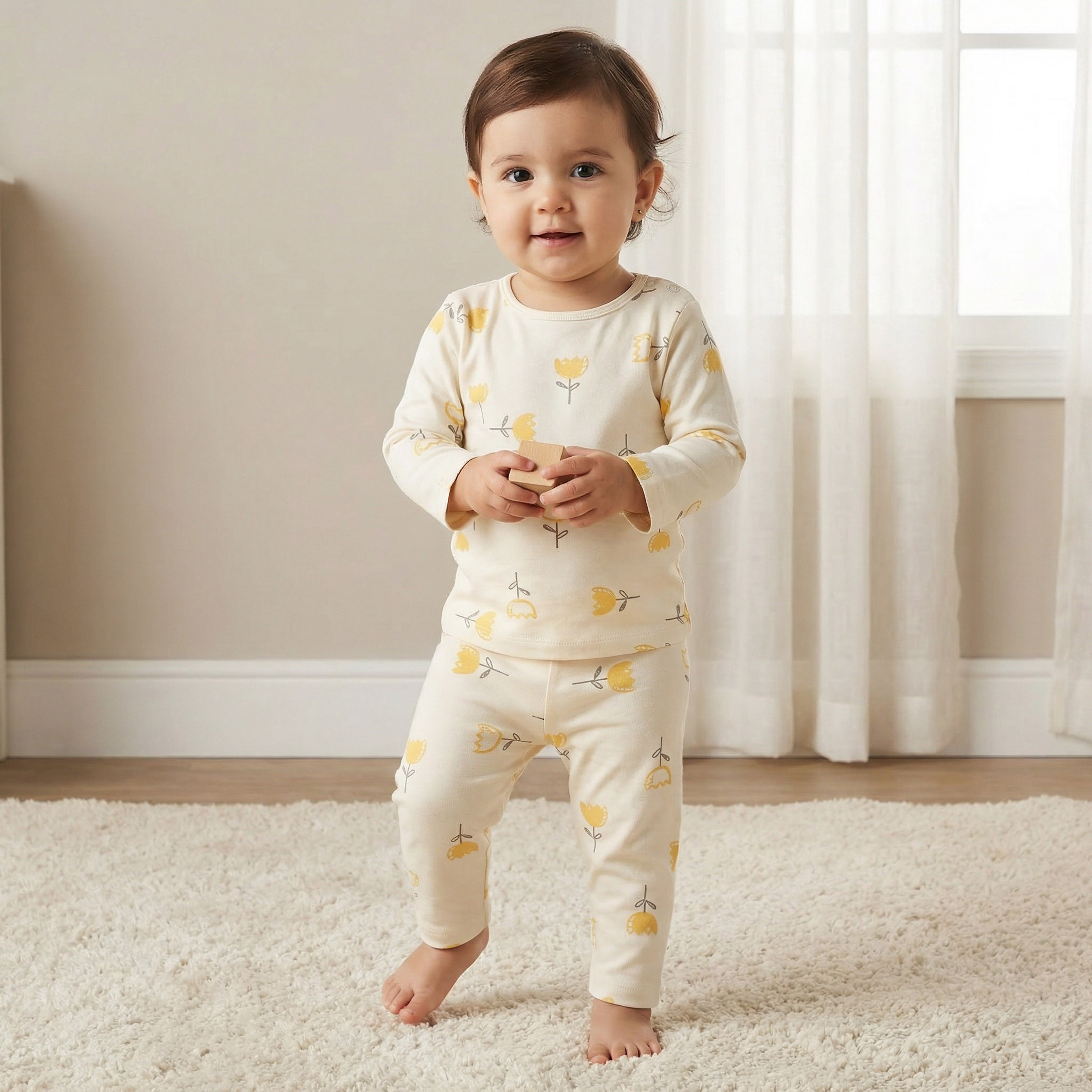 Juniors Printed Ribbed T-shirt and Pyjama Set