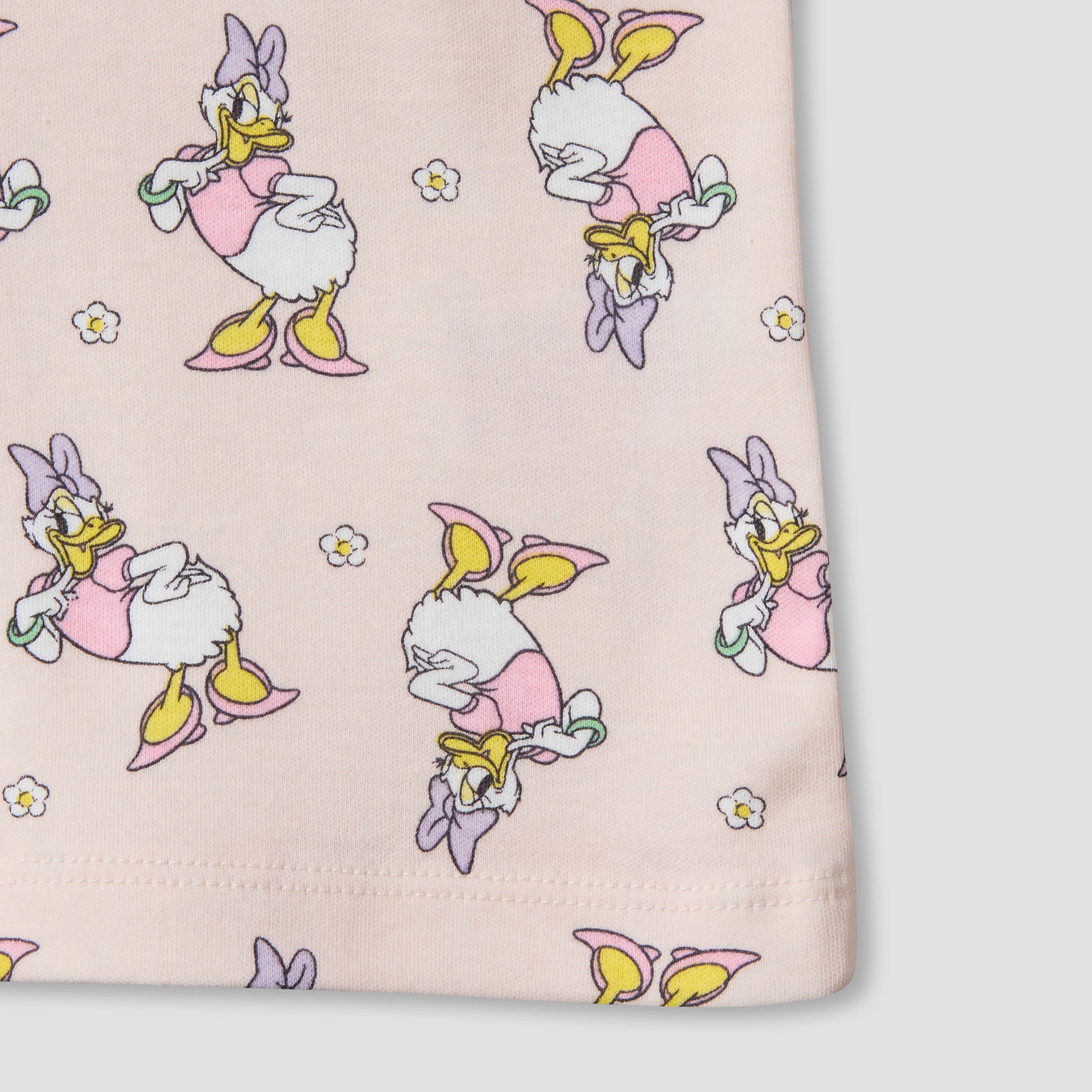Disney Round Neck Short Sleeve T-shirt and Shorts Set with Daisy Duck Print