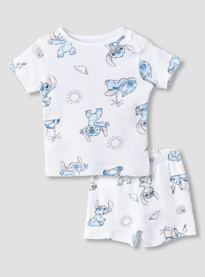 Disney Crew Neck Short Sleeves T-shirt and Shorts Set with Stitch Print-baby-boys-clothing-setsandcoords-image-2