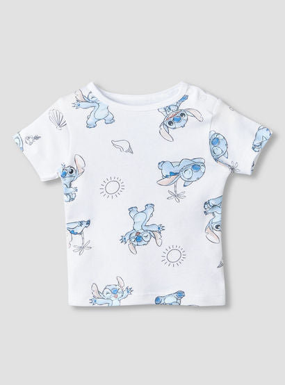 Disney Crew Neck Short Sleeves T-shirt and Shorts Set with Stitch Print-baby-boys-clothing-setsandcoords-image-3