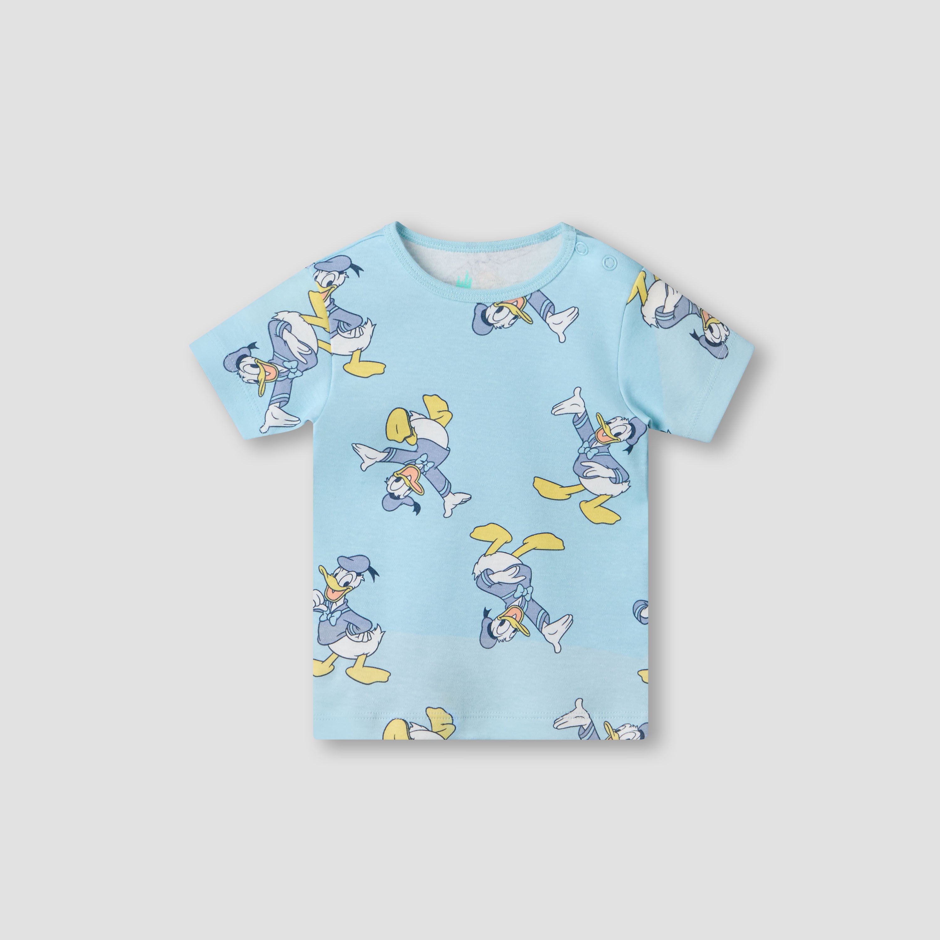 Disney Round Neck Short Sleeves T-shirt and Shorts Set with Donald Duck Print