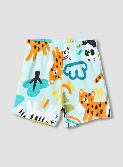 Juniors Cotton Round Neck Short Sleeves T-shirt and Shorts Set with Safari Print-baby-boys-clothing-setsandcoords-image-4
