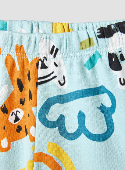 Juniors Cotton Round Neck Short Sleeves T-shirt and Shorts Set with Safari Print-baby-boys-clothing-setsandcoords-image-5