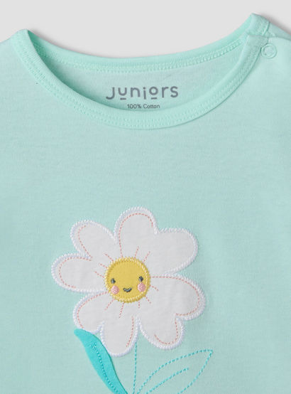 Juniors Round Neck Short Sleeves T-shirt and Shorts Set with Floral Print-baby-girls-clothing-setsandcoords-image-5