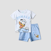 Disney Crew Neck Short Sleeves T-shirt and Shorts Set with Donald Duck Applique-undefined-image-1