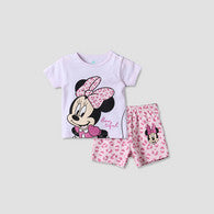 Disney Crew Neck Short Sleeve T-shirt and Shorts Set with Minnie Mouse Print-undefined-image-1