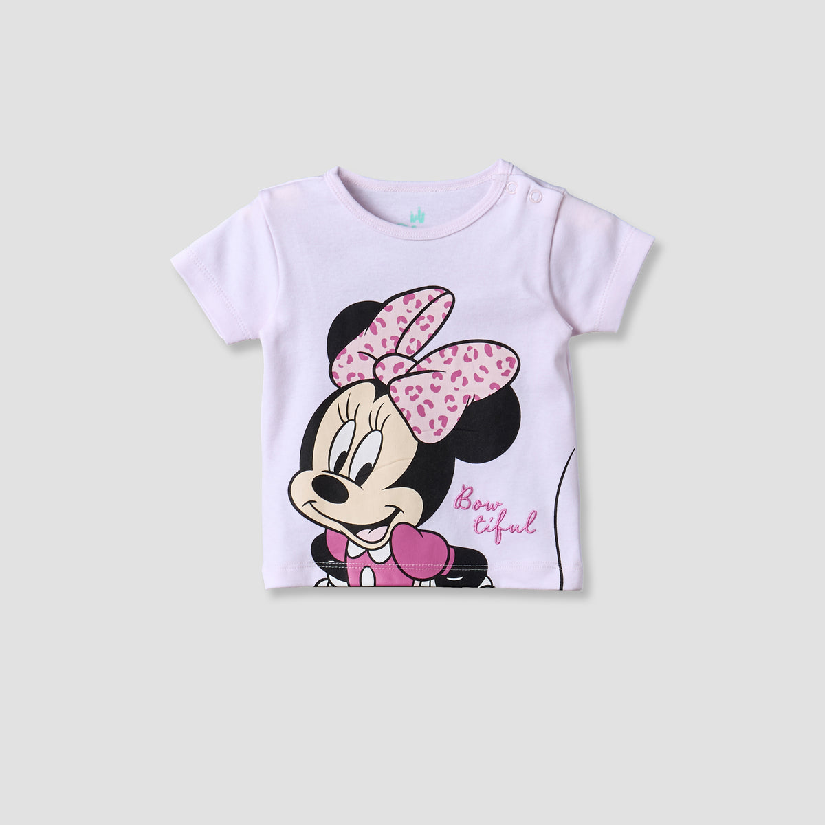 Disney Crew Neck Short Sleeve T-shirt and Shorts Set with Minnie Mouse Print