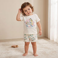 Disney Crew Neck Short Sleeves T-shirt and Shorts Set with Aurora Print-undefined-image-1