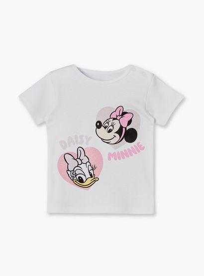 Disney Round Neck Short Sleeves T-shirt and Shorts Set with Minnie Mouse Print-baby-girls-clothing-setsandcoords-image-3