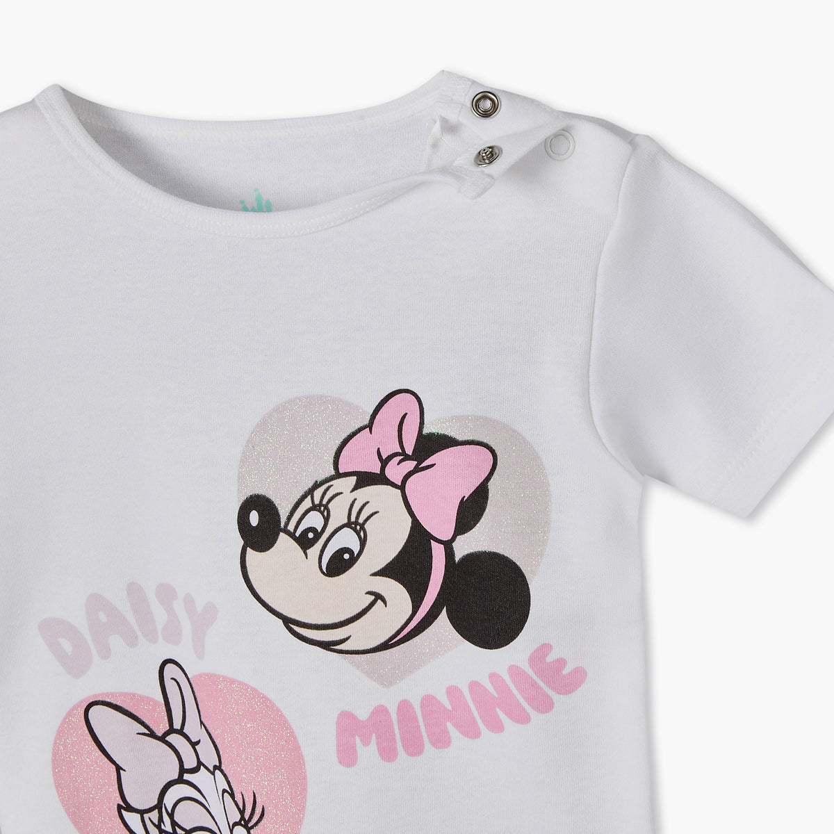 Disney Round Neck Short Sleeves T-shirt and Shorts Set with Minnie Mouse Print